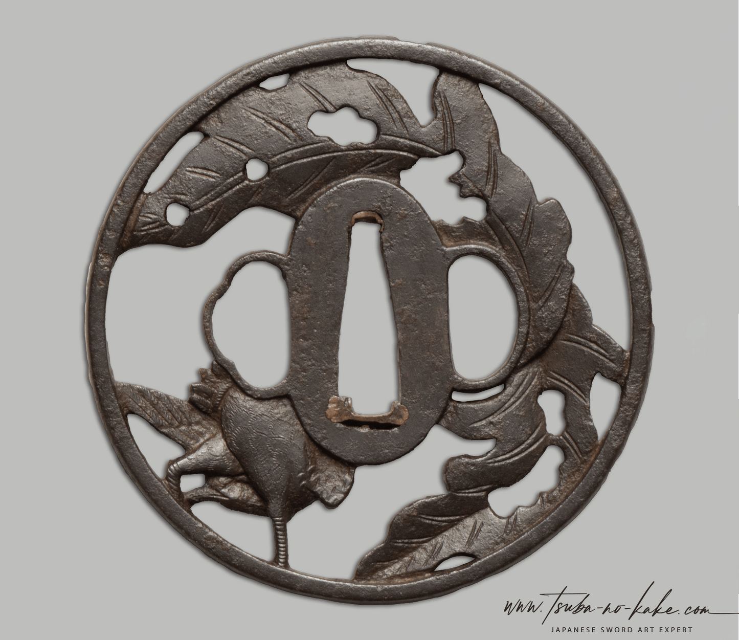 Tsuba - Echizen Kinai - Crane on reed