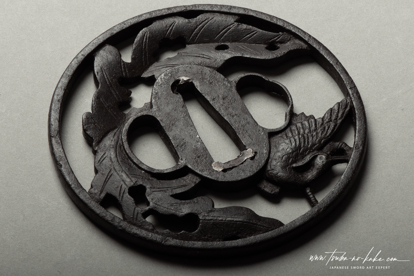 Tsuba - Echizen Kinai - Crane on reed