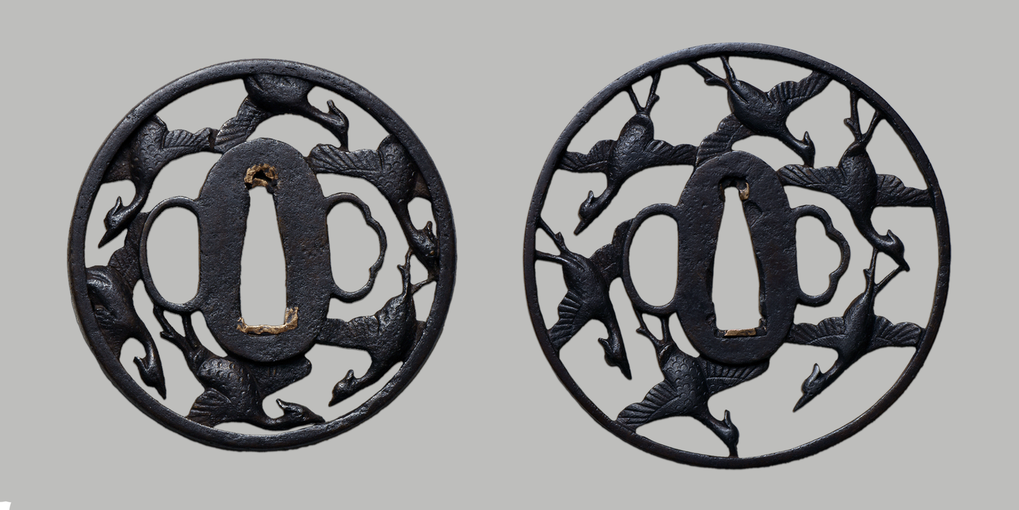 Tsuba - Daishō set by Kyo Sukashi - Karigane Motive