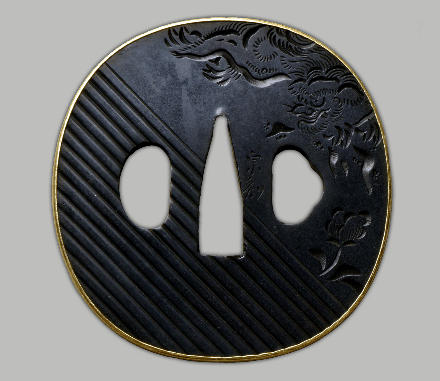 Tsuba - Sochi (宗知) Taki jima - NBTHK Tokubetsu Kicho Hozon, Kanzan Sato Hakogaki