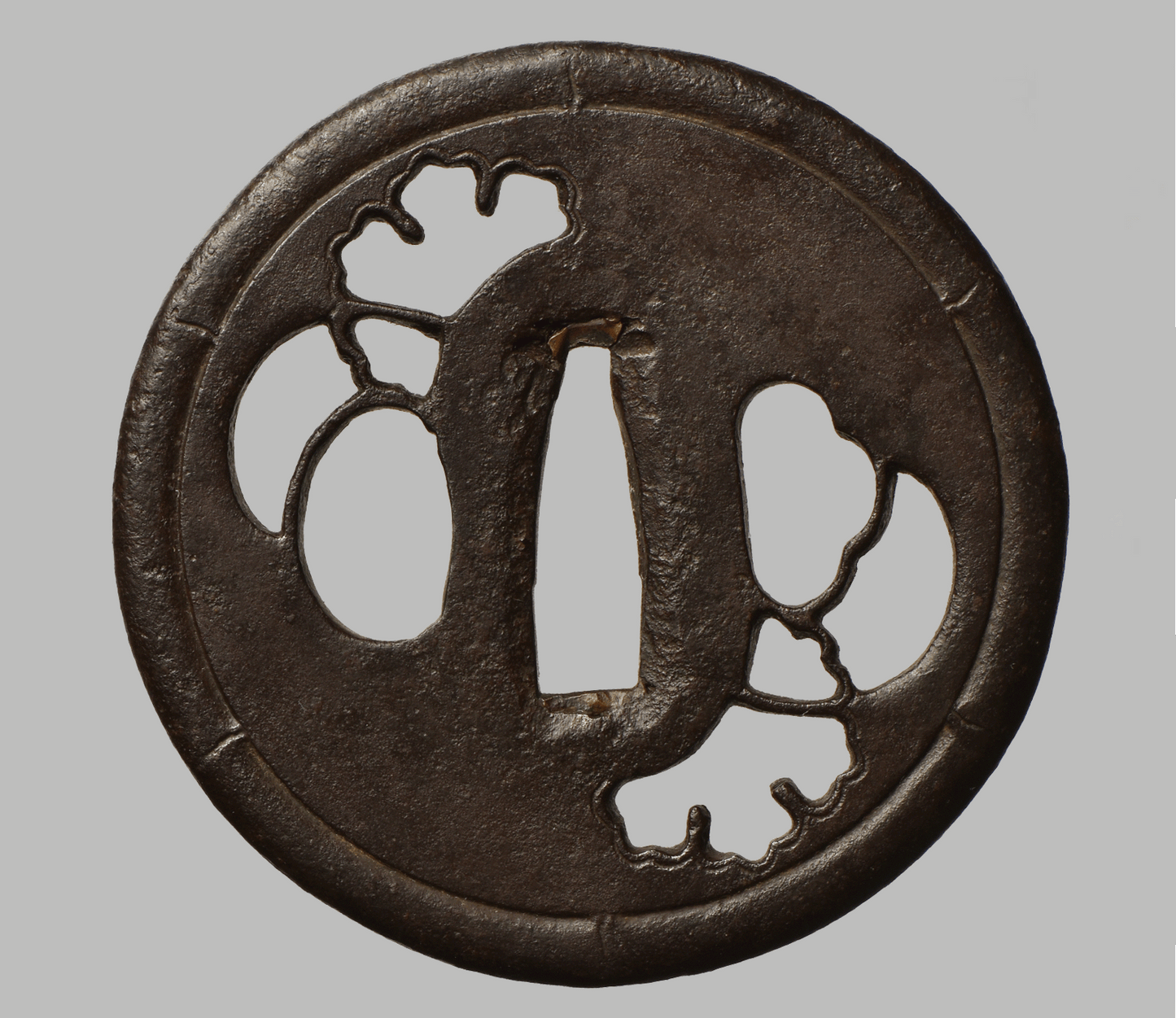 Tsuba - Umetada 埋忠 - snow and bamboo, Antik Japan