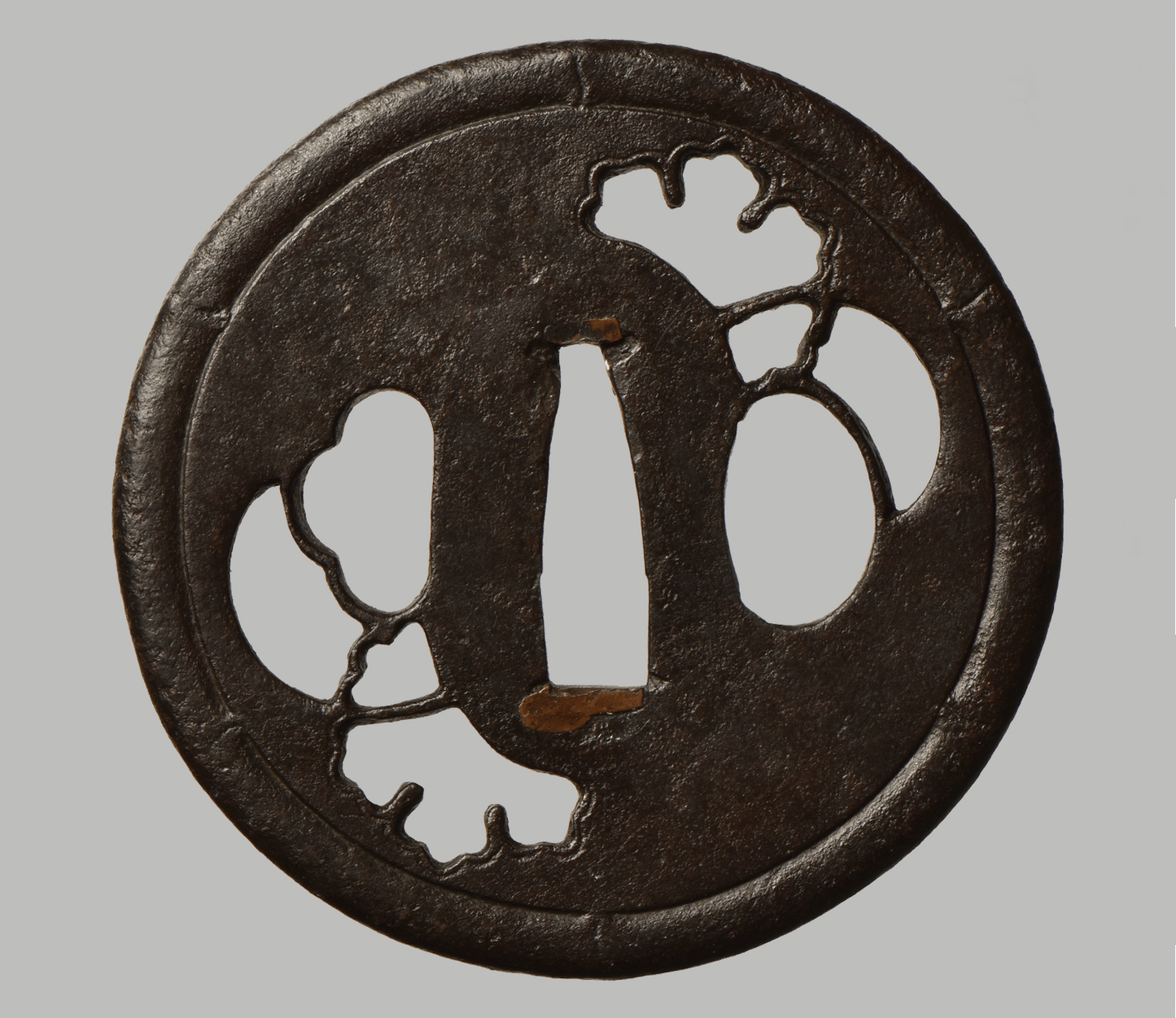 Tsuba - Umetada 埋忠 - snow and bamboo, Antik Japan