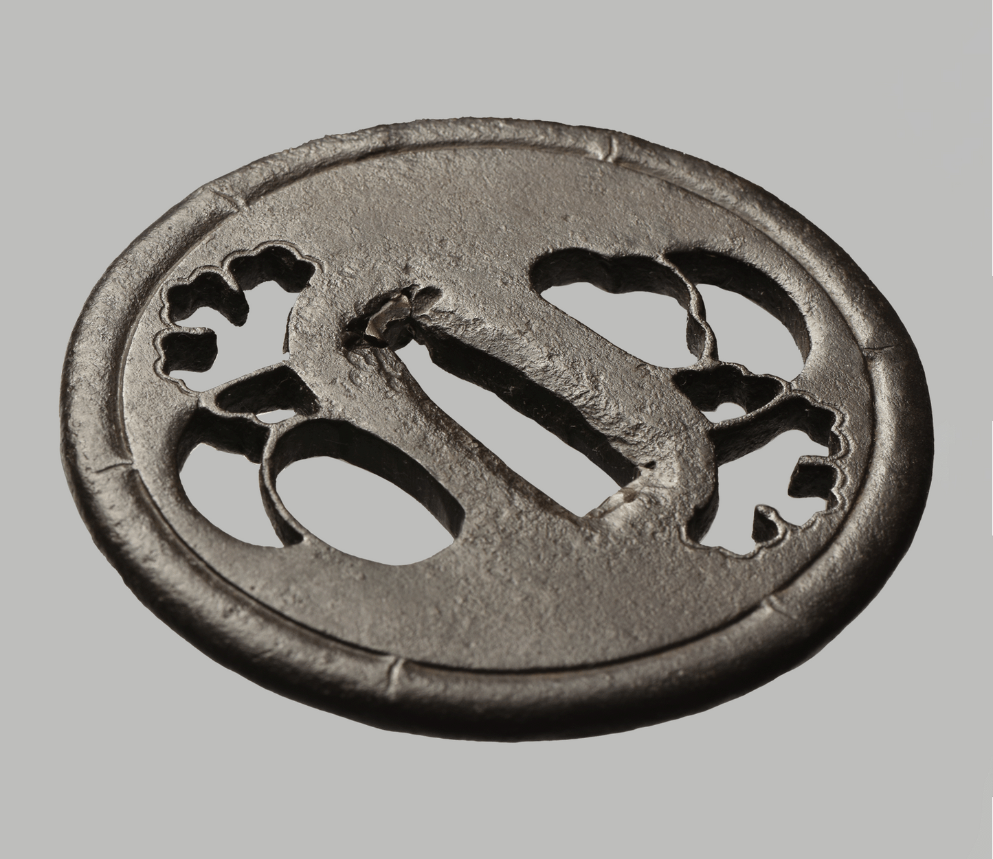 Tsuba - Umetada 埋忠 - snow and bamboo, Antik Japan