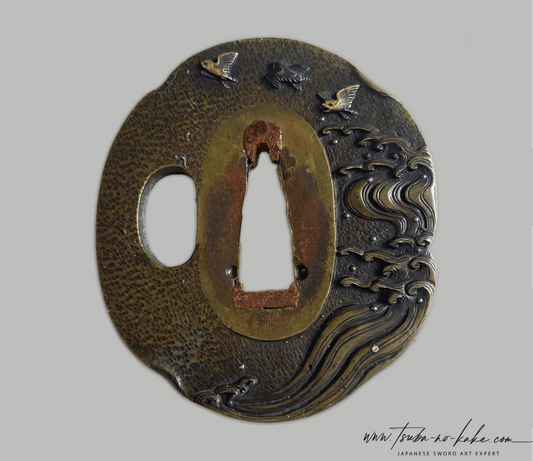 Tsuba -  Hamano, Yasuchika, Nara or Omori  - Chidori Nami (Waves and bírds)