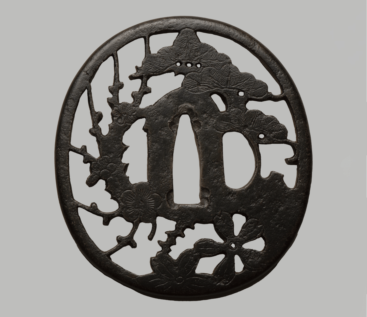 - Tsuba - Akasaka - Ume, Pine Sakura, Plum NBTHK Tokubetsu Kicho Token