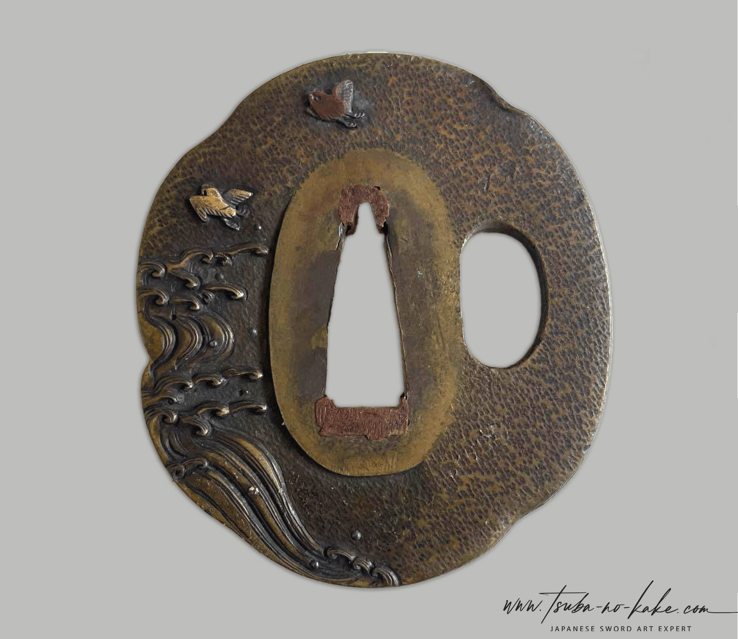 Tsuba -  Hamano, Yasuchika, Nara or Omori  - Chidori Nami (Waves and bírds)