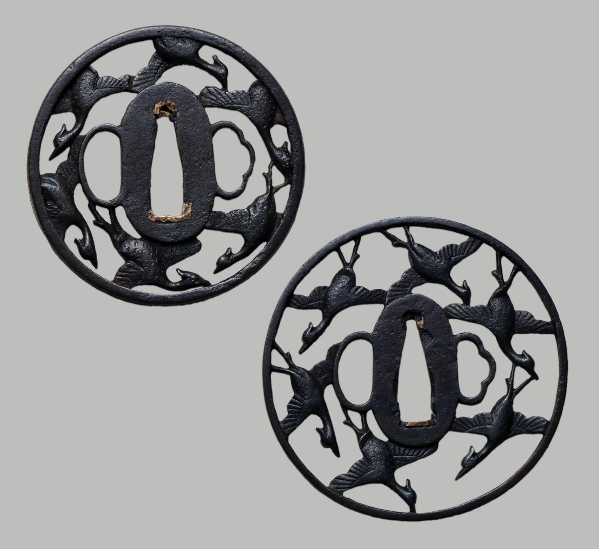 Tsuba - Daishō set by Kyo Sukashi - Karigane Motive