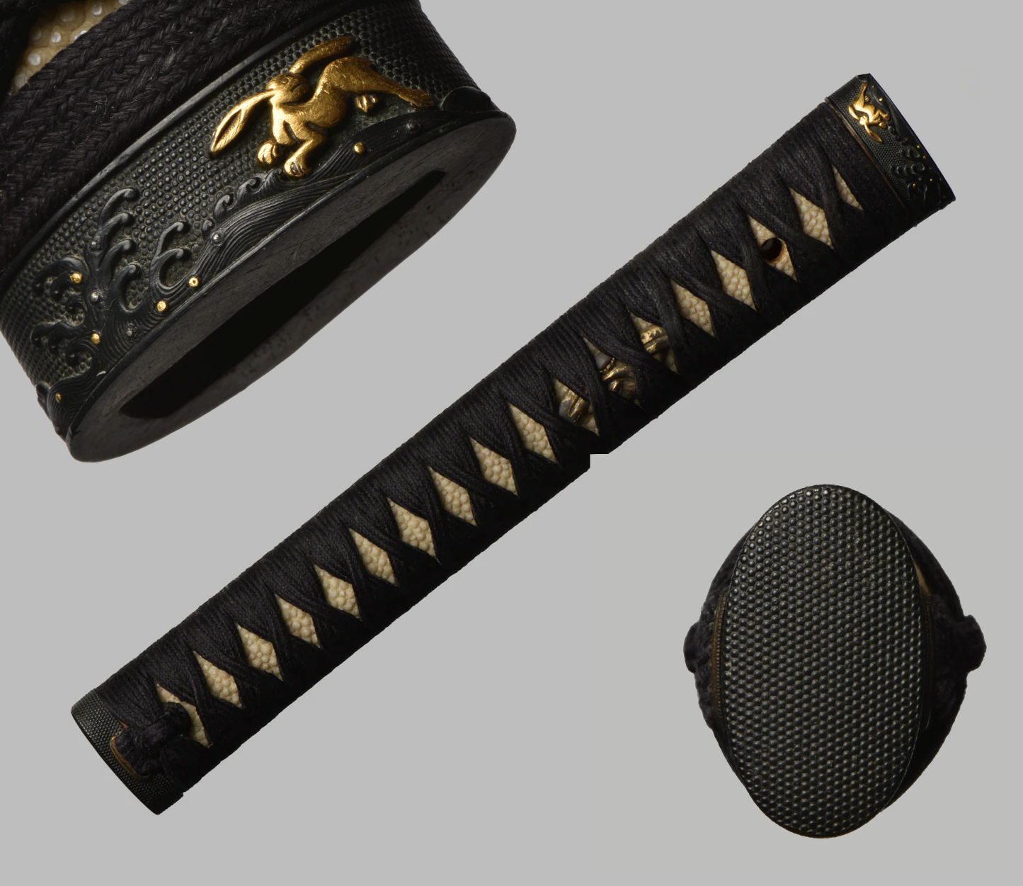 Tsuka - Elegant Edo-Style Katana Tsuka – “Moonlit Water Hares” Theme