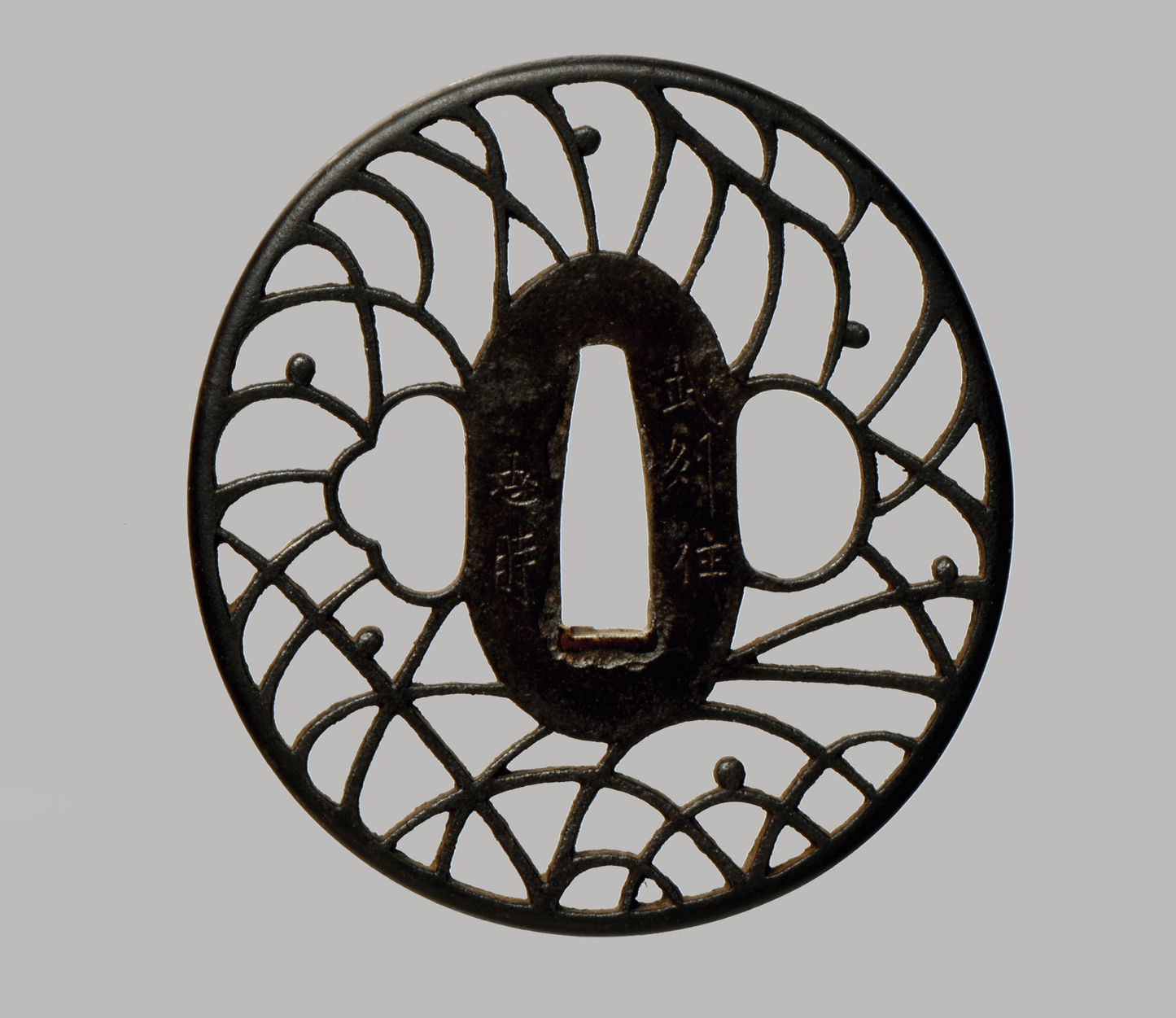 Tsuba - 赤坂 Akasaka Tadatoki - Musasino grass and dew drops