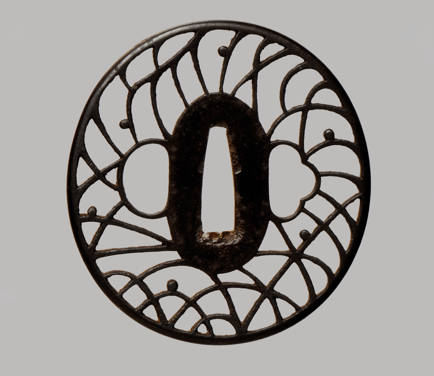 Tsuba - 赤坂 Akasaka Tadatoki - Musasino grass and dew drops