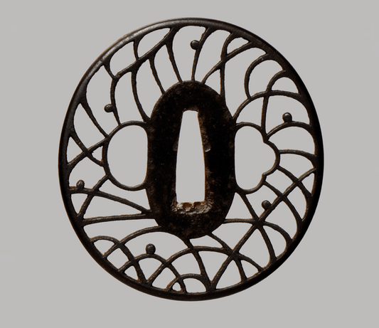 Tsuba - 赤坂 Akasaka Tadatoki 8th Master - Musasino grass and dew drops