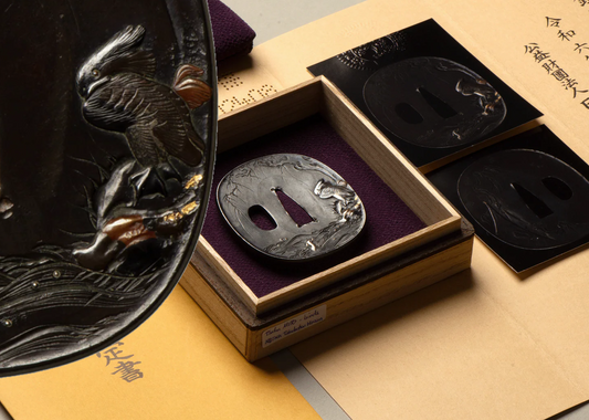 - Tsuba - Edo Mito 無銘(水戸) Willow and waterfowl - NBTHK Tokubetsu Hozon