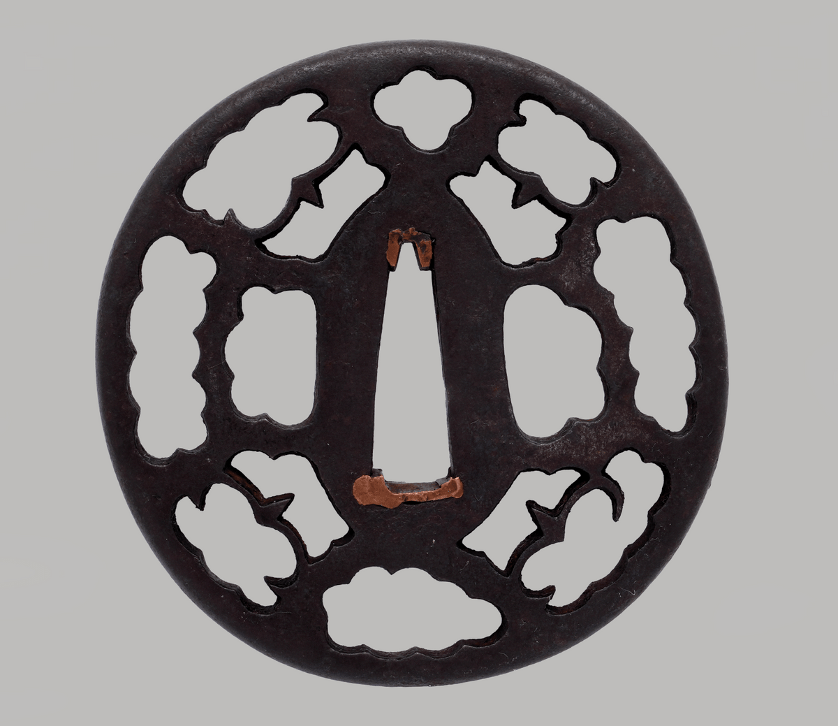 Tsuba Akasaka Karigane clouds - Owari taste + box, cushion