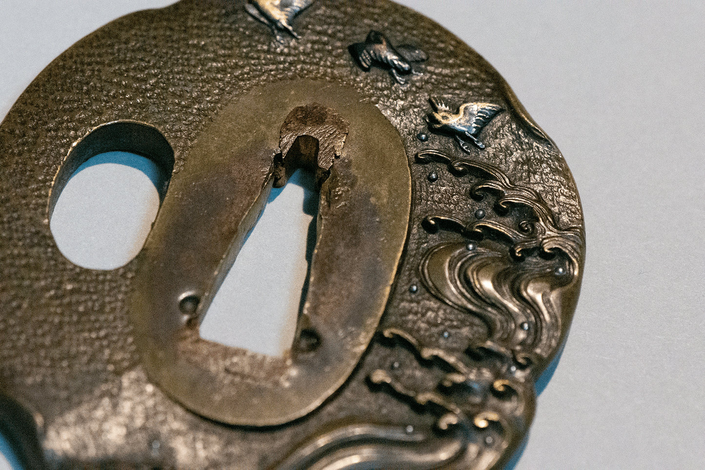 Tsuba -  Hamano, Yasuchika, Nara or Omori  - Chidori Nami (Waves and bírds)