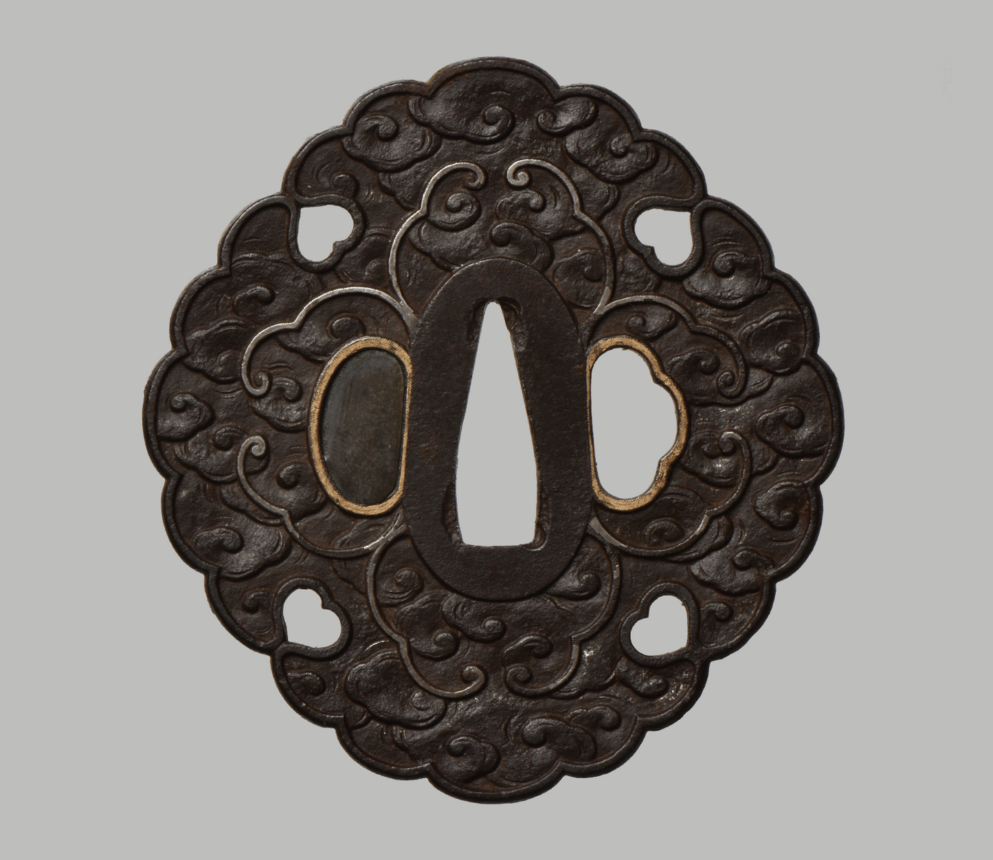 Tsuba - Futakoyama kumo-mon (雲文) NBTHK Hozon certificate