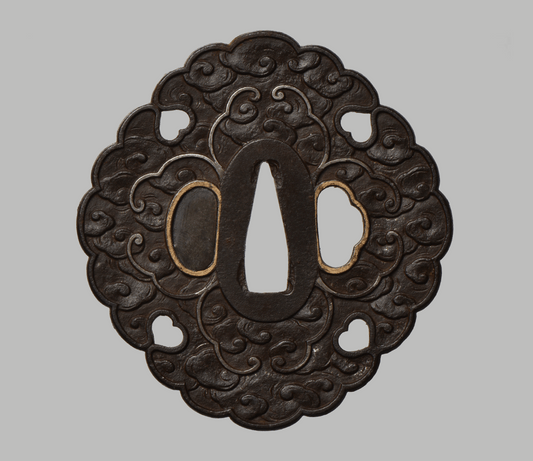 Tsuba – Futakoyama kumo-mon (雲文) NBTHK Hozon-Zertifikat