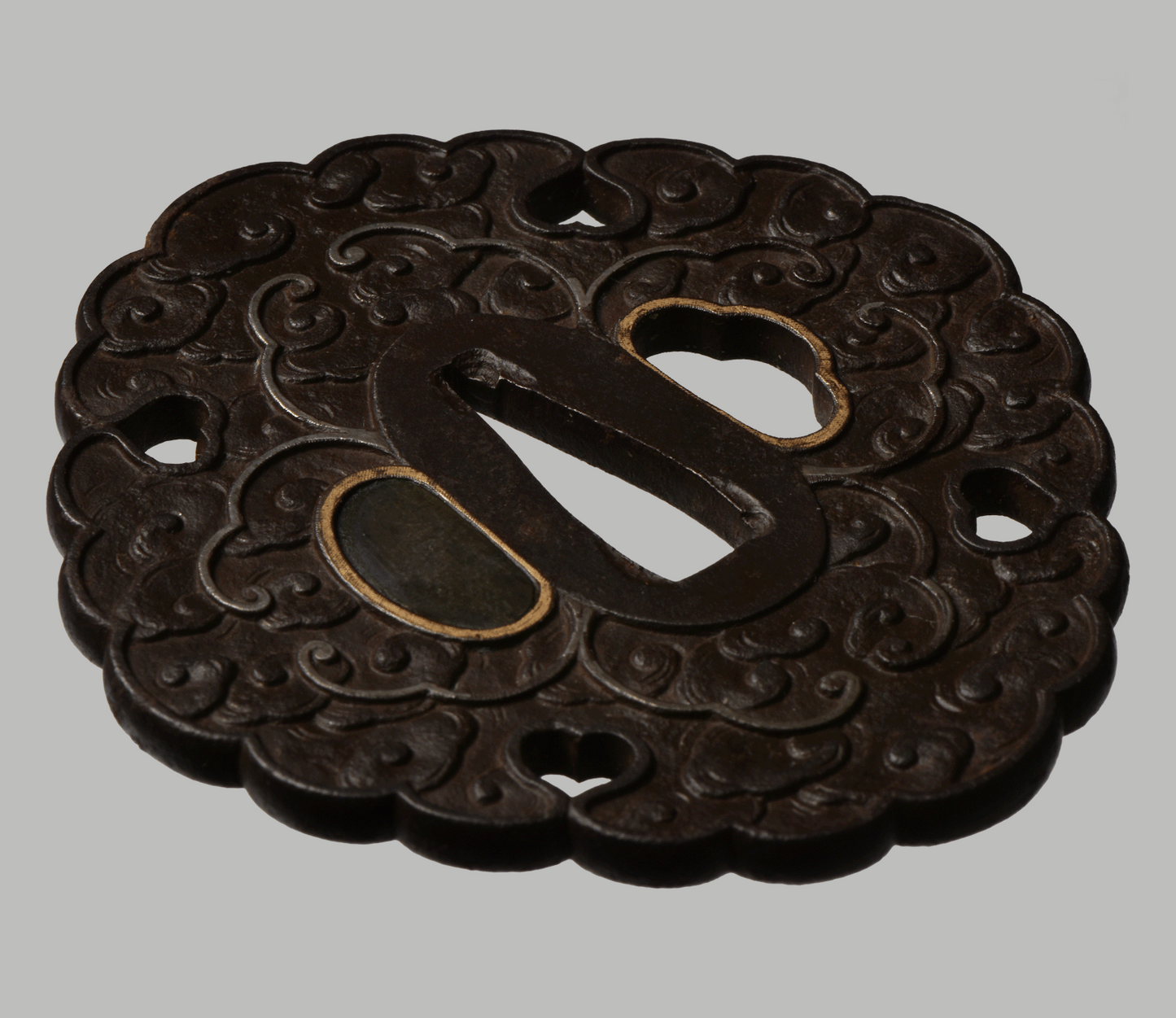 Tsuba - Futakoyama kumo-mon (雲文) NBTHK Hozon certificate