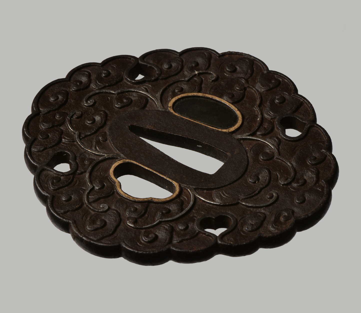 Tsuba - Futakoyama kumo-mon (雲文) NBTHK Hozon certificate