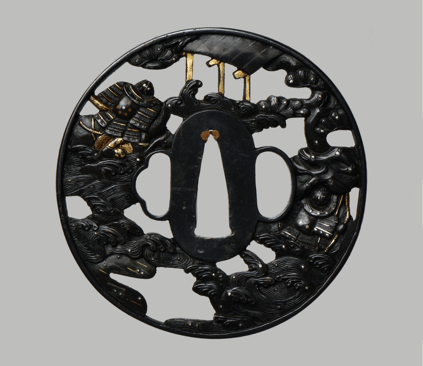 - Tsuba - Battle of Kojima 1184, Genpai wars, Shakudo, Ko-Kinko, Early Edo