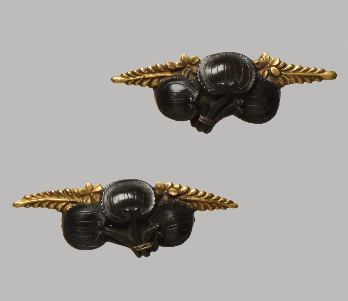 Menuki Aoi flowers with fern, Ko-Kinko NBTHK Hozon