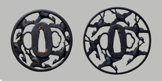 Tsuba - Daishō set by Kyo Sukashi - Karigane Motive