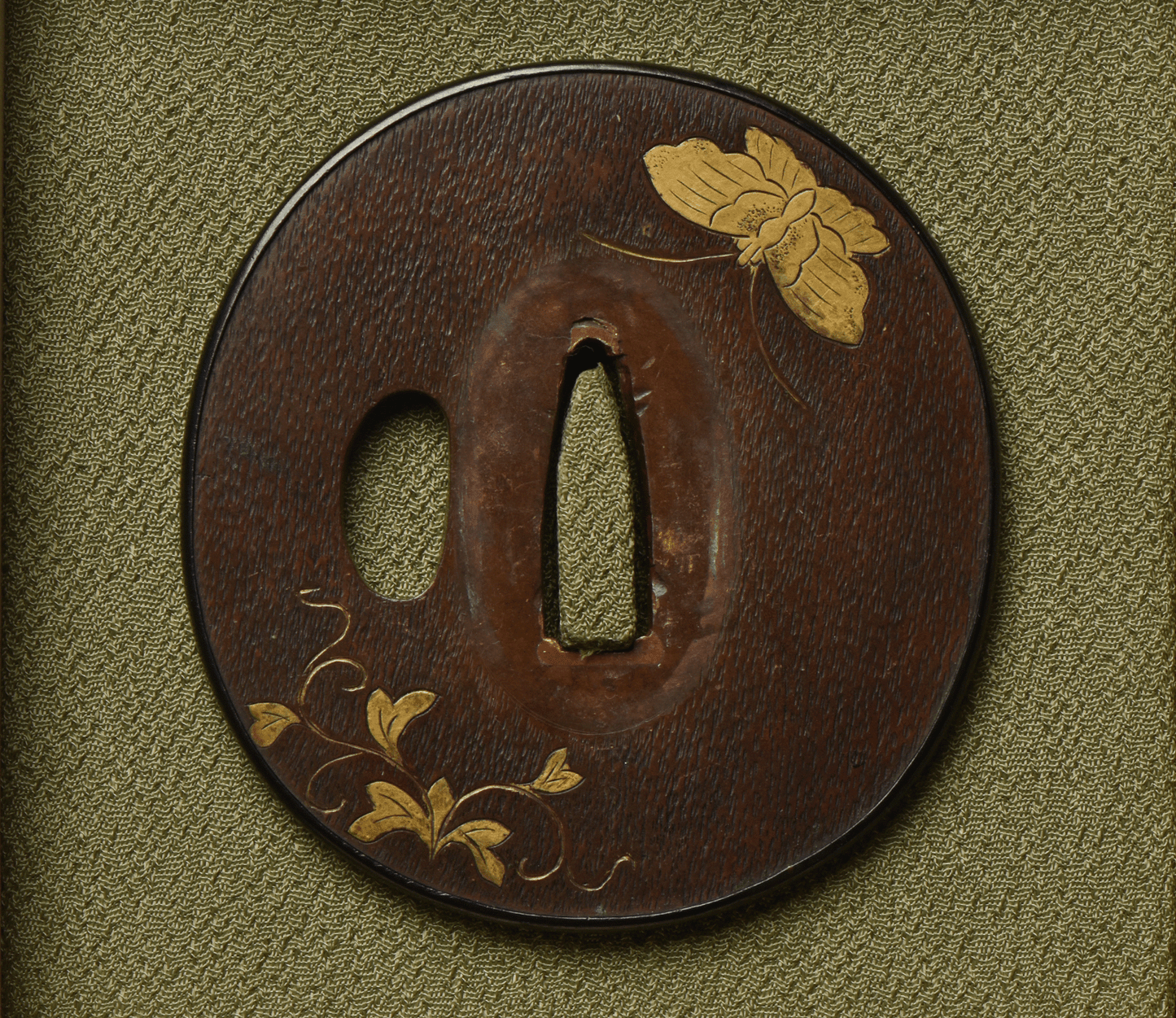 Tsuba - Shōnai School - Butterfly, Shakudo Rim
