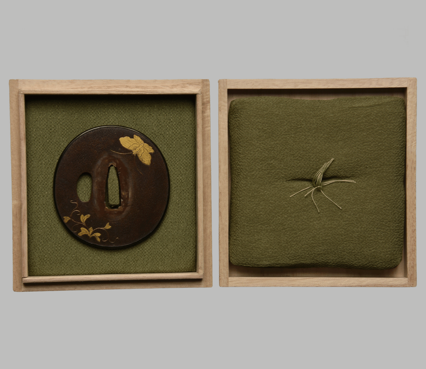 Tsuba - Shōnai School - Butterfly, Shakudo Rim