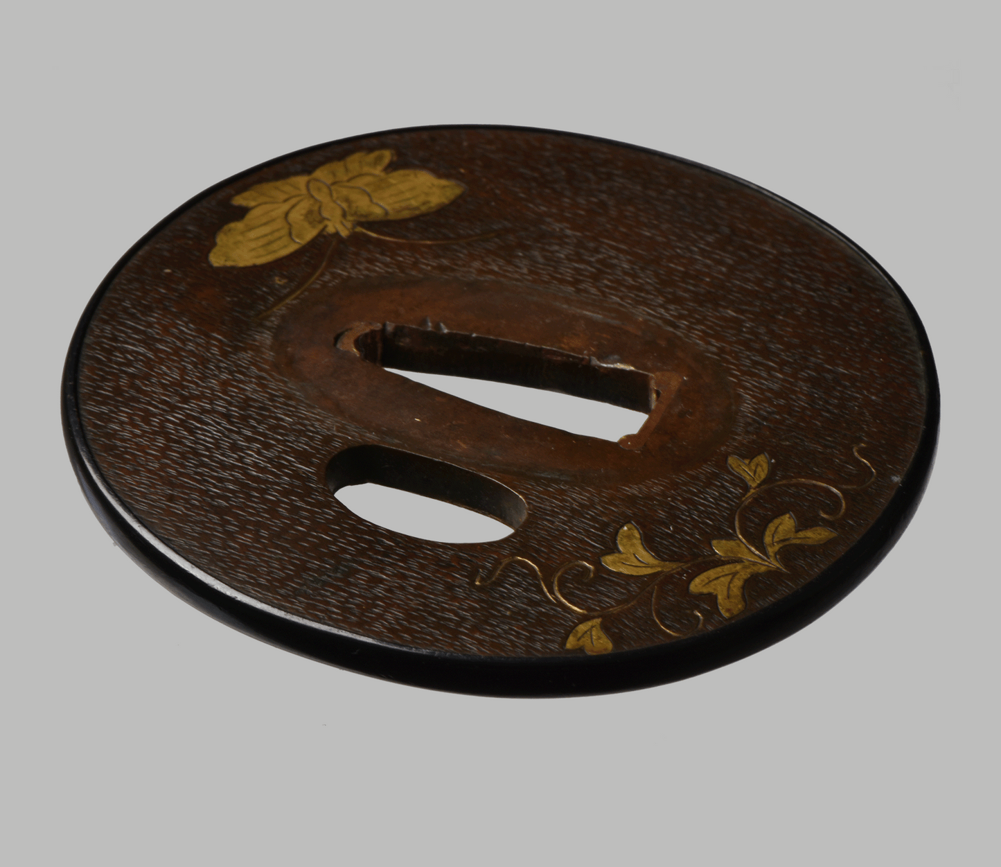 Tsuba - Shōnai School - Butterfly, Shakudo Rim